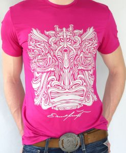 Herren T-Shirt Fuchsia mit silber - Ernst Fuchs Motiv