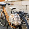 Fahrrad-Sattel-Taschen (gross, braun-blumen)