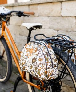 Fahrrad-Sattel-Taschen (gross, braun-blumen)