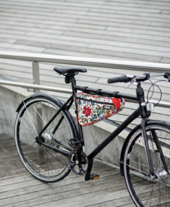 Fahrrad- Rahmen-Tasche (gross, weiss-rot-bunt)