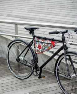 Fahrrad- Rahmen-Tasche (gross, weiss-rot-bunt)
